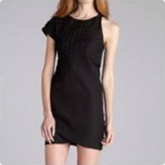 ALI RO Black One Shoulder Cocktail Dress | Sz 4 - Picture 4 of 10